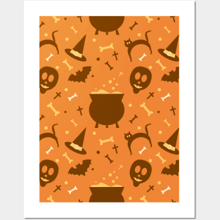 Halloween Witch Seamless Pattern Posters and Art